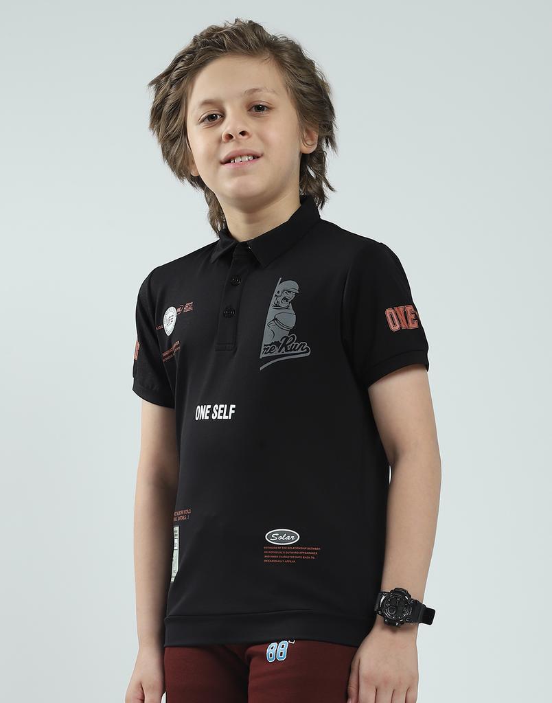 Monte Carlo Boys's Regular Fit Printed Polo Half Sleeve T-Shirt