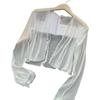 Women's Mesh Sheer Sun Jacket Long Sleeve Button Down Sun Shirts UV