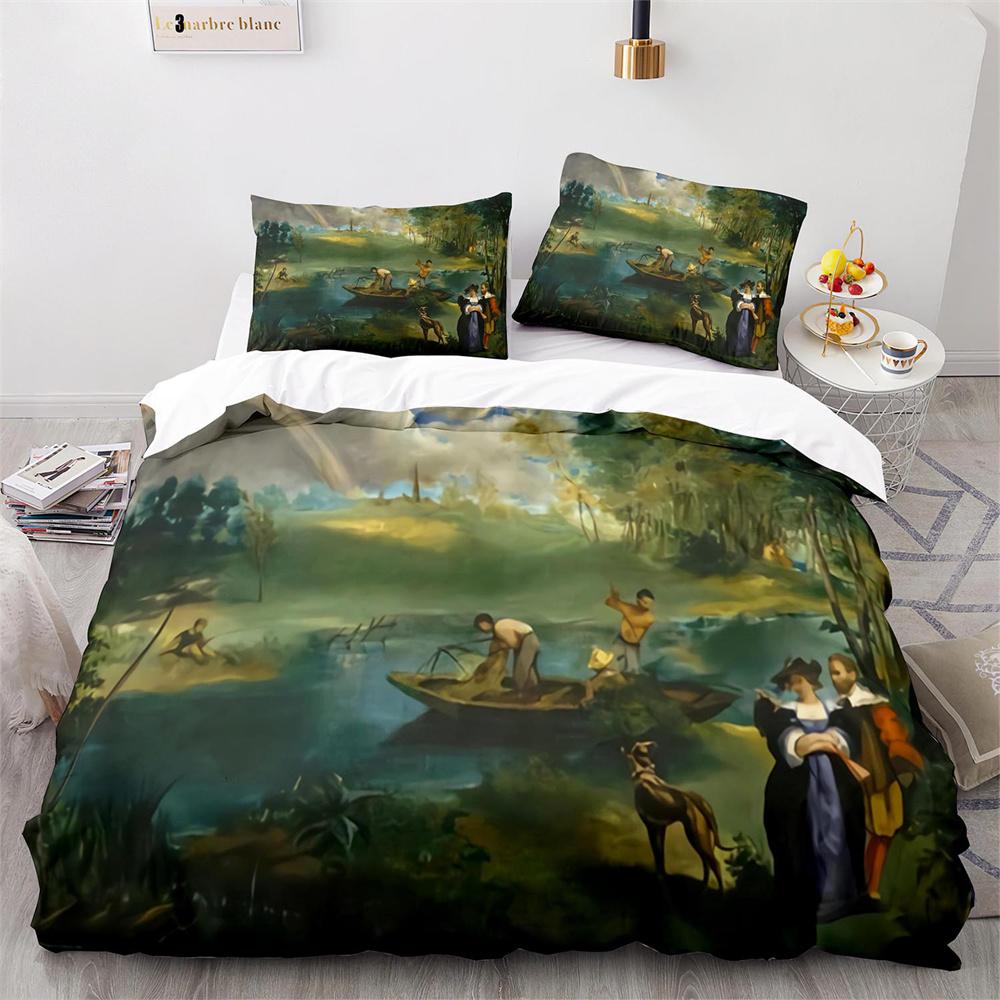 Oil Painting Duvet Cover Set Colorful Paint Of Flowers Cloud For Kids Boys Teen Decorative Polyester Bedding Set With Pillowcase