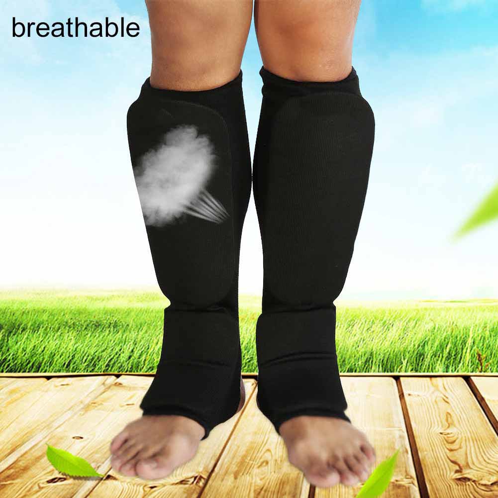 Atmungsaktiver Bein-Knöchelschutz Anti-Rutsch-Schutzpolster für Boxen Kickboxen (Schwarz M)