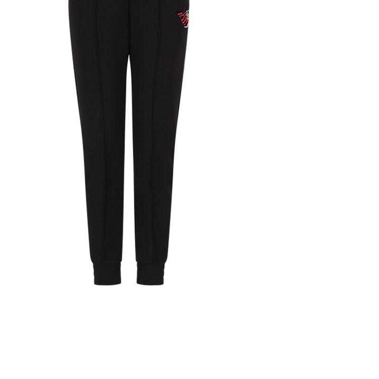 Emporio Armani Ss22 Solid Color Logo Embroidered Cuffed Knit Sweatpants Women Bottoms Black 3L2P6E-1JHSZ-0999