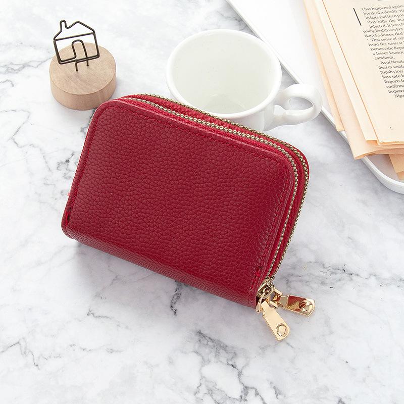 New 2025 Card Bag Women's Short Simple Solid Color Multi-card Large-capacity Zipper Student Change Bag Women