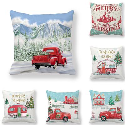 Capa de almofada de árvore de Natal de carro vermelho, capa de almofada de Natal, fronha de sofá, cadeira, cama, fronha