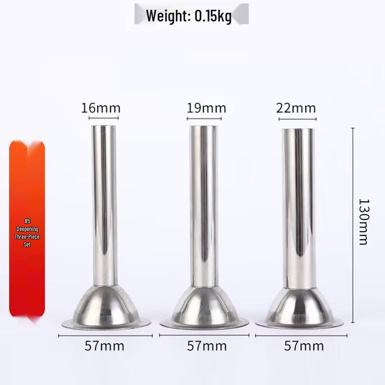 Stainless Steel No. 5 Meat Grinder and Sausage Stuffer Set with Funnel Tubes