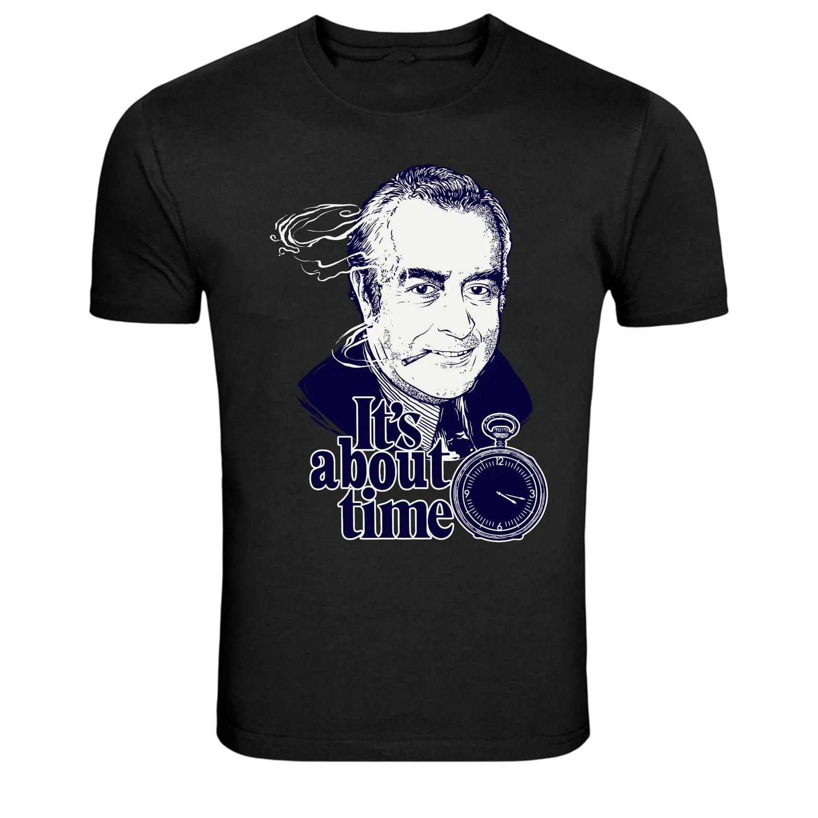 Пришло время Винтажные Портретные Часы Юмористический Графический Футболка L