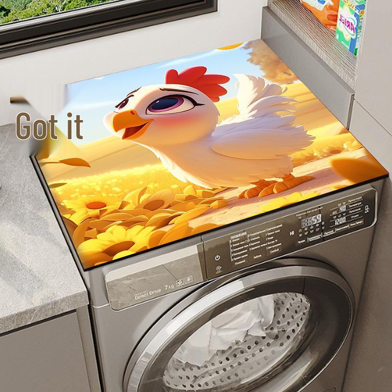 Rooster Family Drum Washer & Dryer Dustproof Decorative Pad