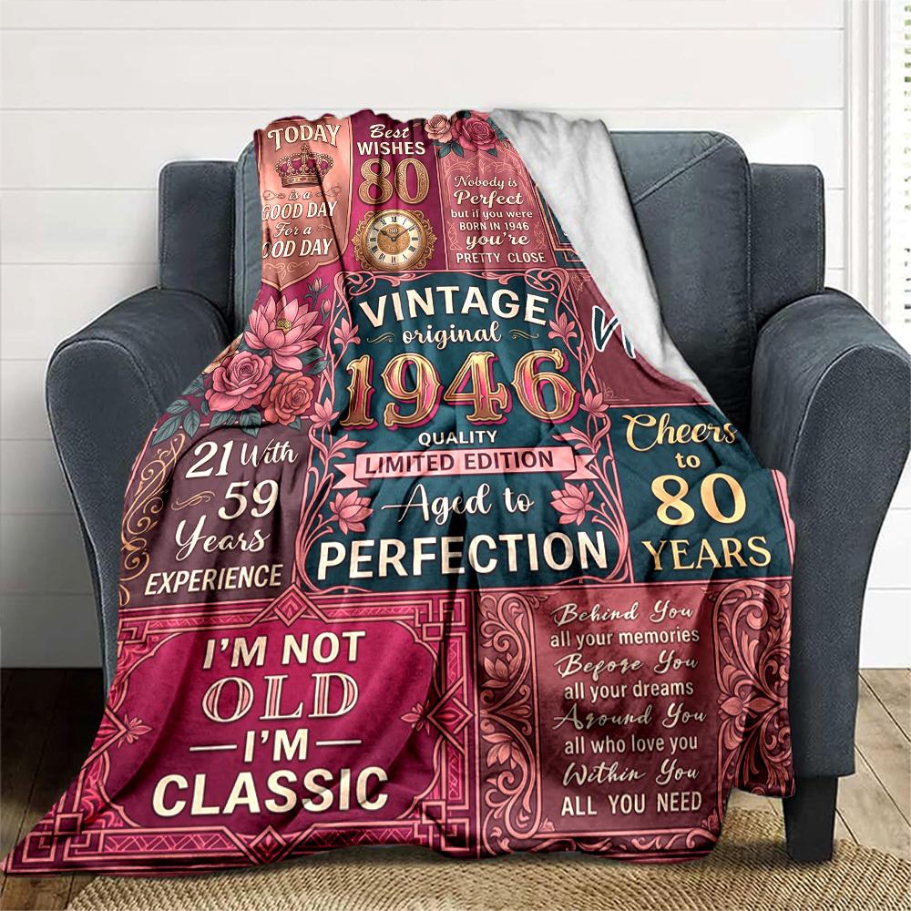 Vintage Birthday Celebration Customize Your Name Blanket Soft Cozy Perfect For Sofa Couch Office Bed Picnics Ideal For All Seasons Modern Style Ideal