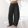Women's Barrel Leg Sweatpant Drawstring Elastic Waisted Wide Leg Pants Casual Cotton Palazzo Trousers With Pockets