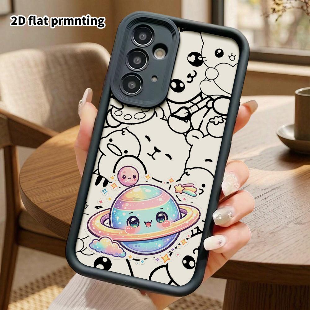 Phone Case: 2D flat, suitable for Samsung Galaxy A34 A35 M05 M06 S20 S22 S21 FE Plus 5G protective cases, cartoon rainbow planet, perfect Christmas an