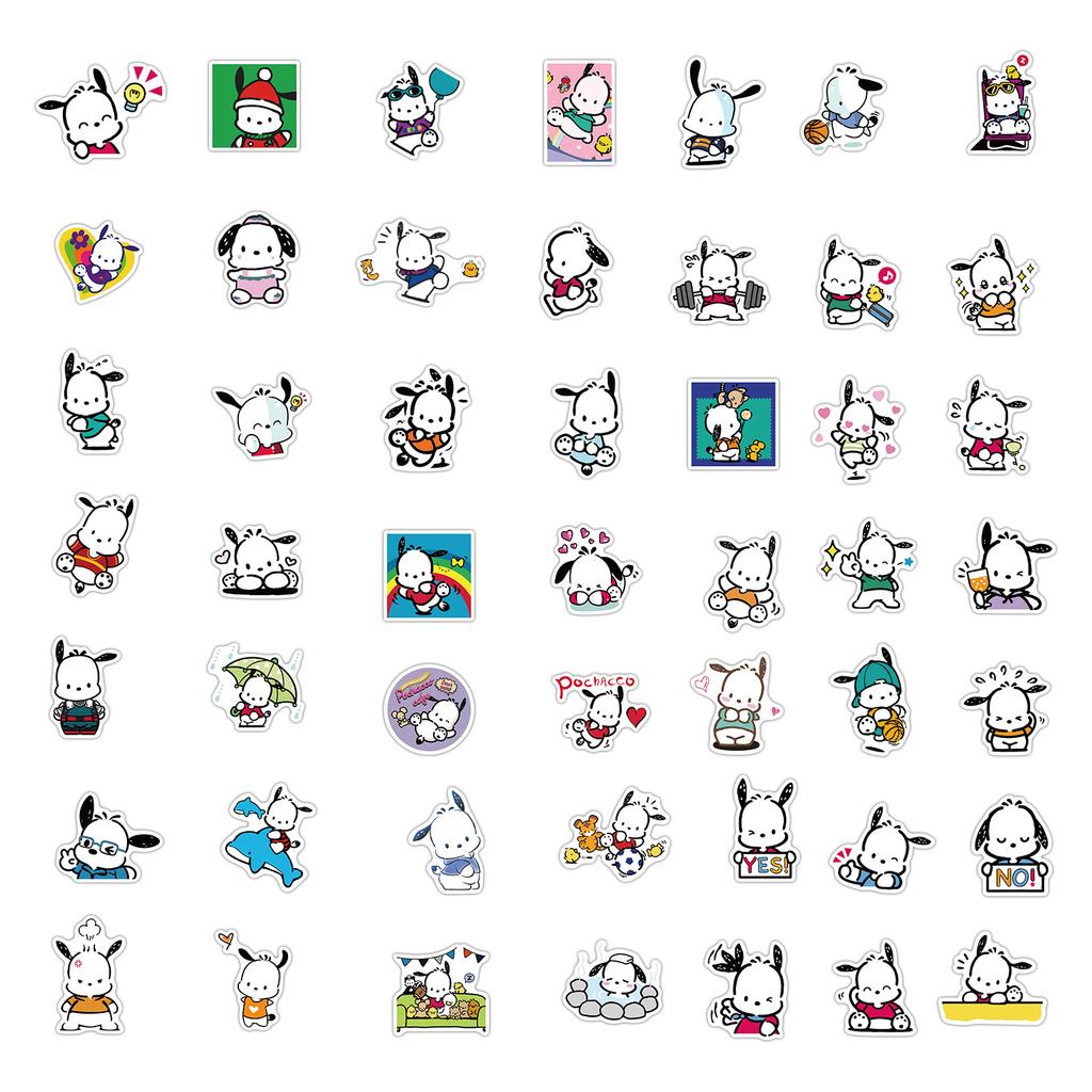 50/100PCS Sanrio Pochacco Cartoon Stickers Waterproof Graffiti Phone Laptop Luggage Guitar Notebook Stickers Decals Kids Toys