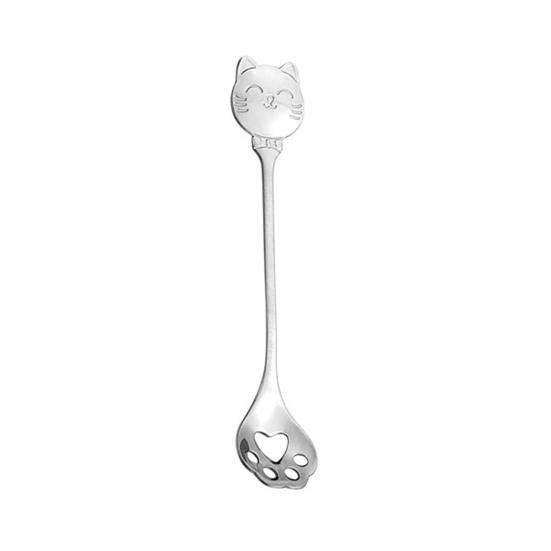 Cat Coffee Spoon, Stainless Steel Cat Paw Claw Teaspoon, Multi-Color Electroplated Stirring Spoon, for Ice Cream Yogurt Dessert