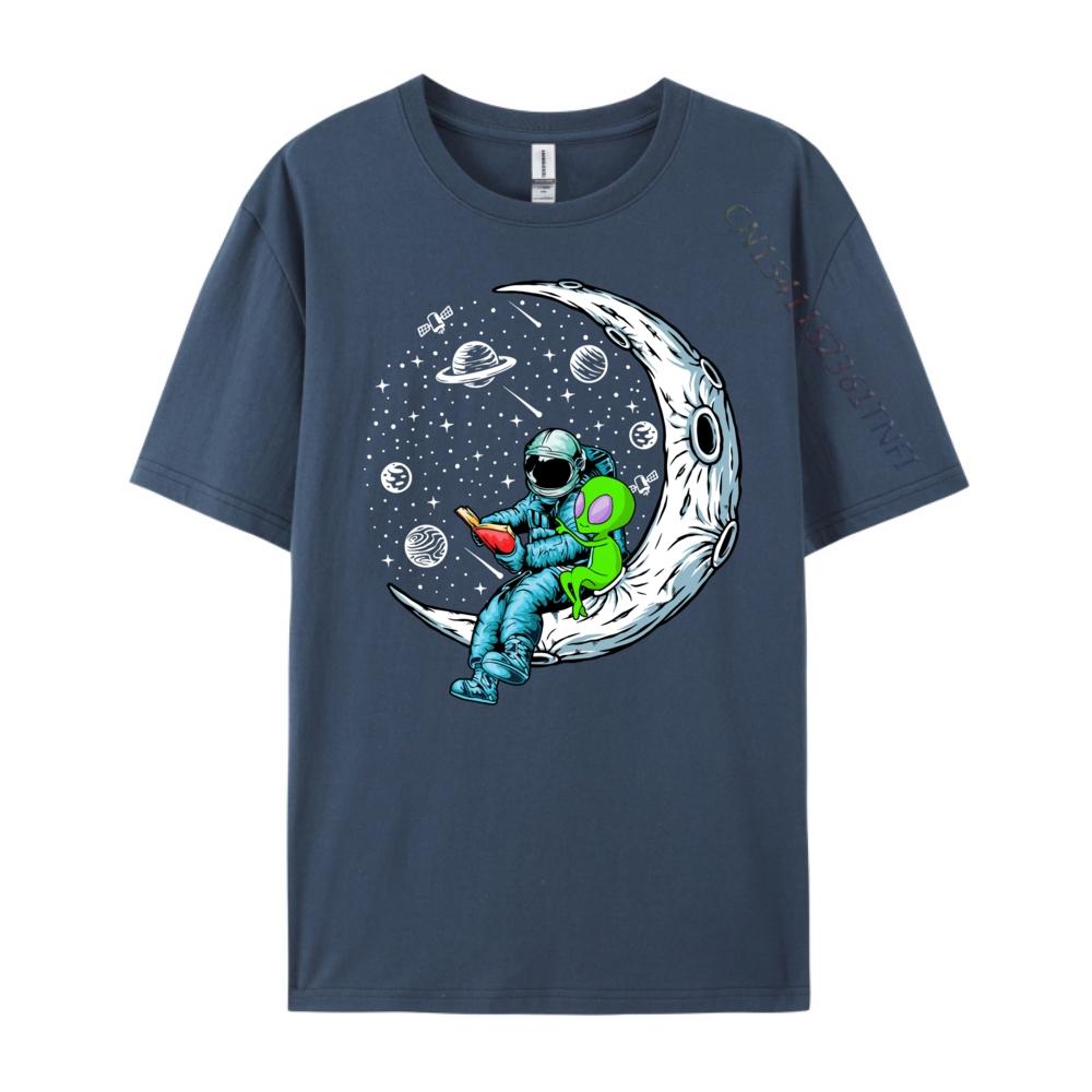 Funny Alien Astronaut Reads Book Outer Space Book Readers Cute Oversized T Shirt Unisex Short Sleeve Tee Cinco de Mayo