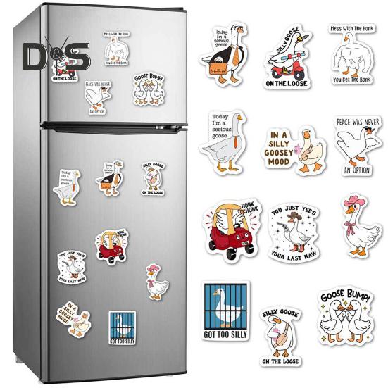 12Pcs Silly Goose Refrigerator Magnet Home Office Kitchen Locker Refrigerator PVC Waterproof Cartoon Animal Magnetic Decoration Ornament