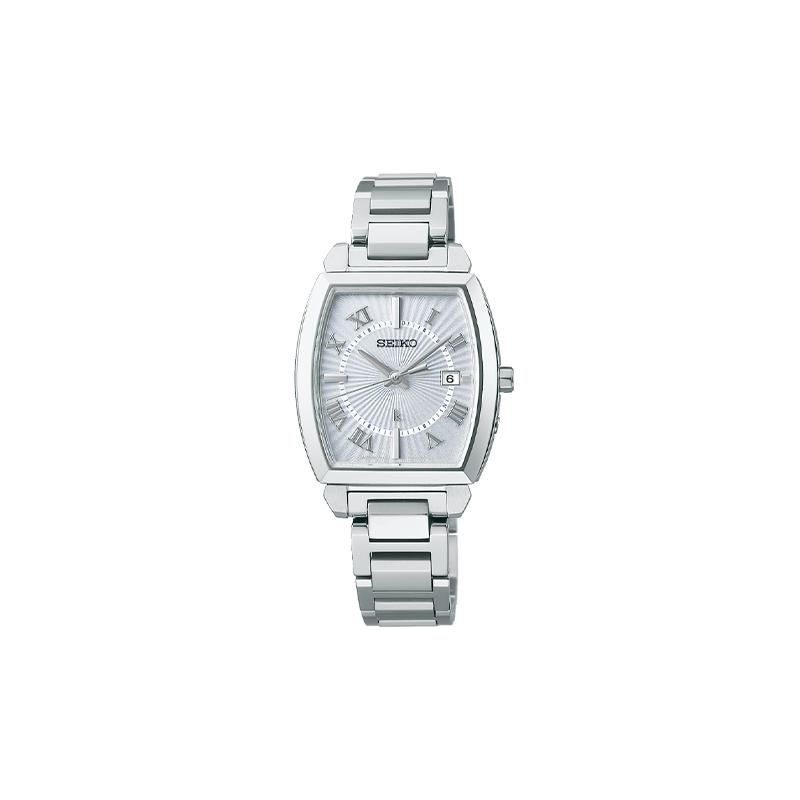 SEIKO Antimagnetic 100m Waterproof Solar Quartz Titanium Strap 27.4mm Women s Watch Silver Dial SSQW057 синий