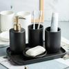 Ceramic Wash Set Bathroom Decoration Accessories Lotion Bottle Soap Dish Mouthwash Cup Black Tray Household Bathroom Supplies