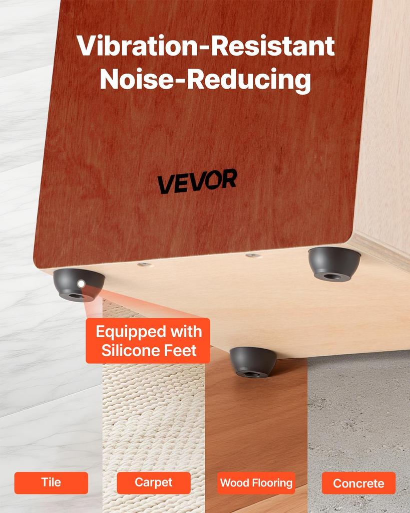 VEVOR Cajon Box Drum, with Internal Guitar Strings, Lightweight Wooden Percussion Box, Portable Birch Wood Drum Musical Instrument with Silicone Feet