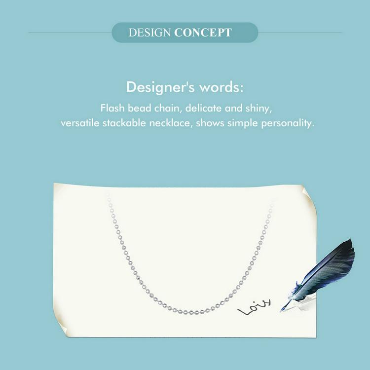 WOSTU Real 925 Sterling Silver Trendy Flash Bead Chain Basic Necklace Adjustable Necklace for Women