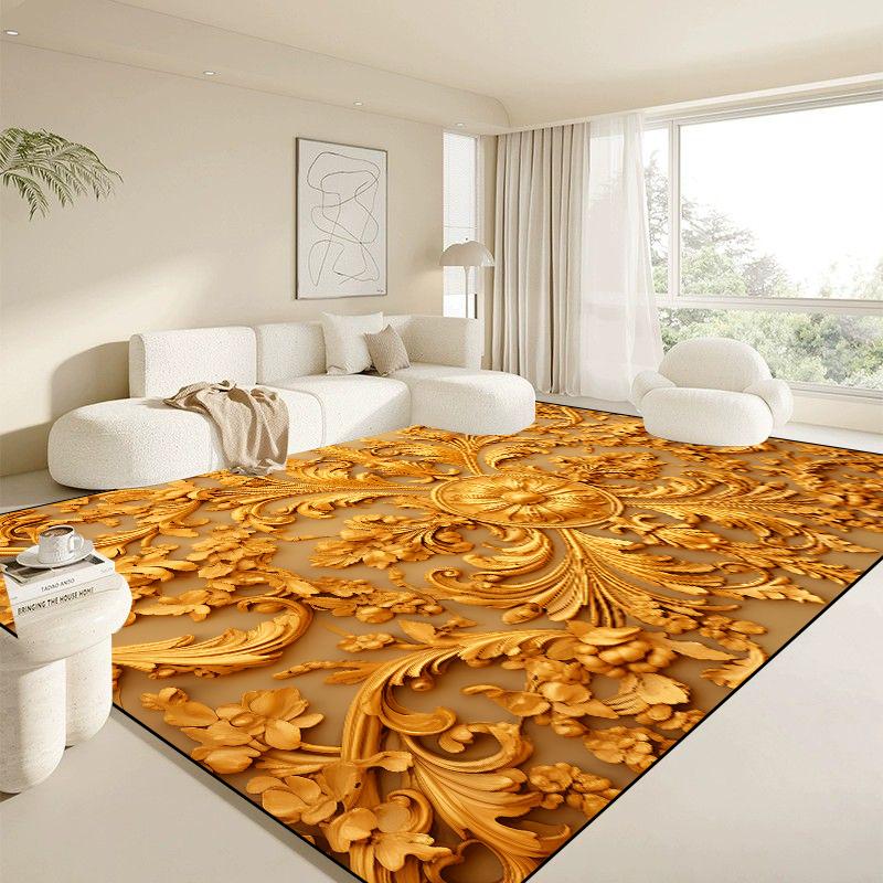 Moderner Weißer Großer Teppich für Wohnzimmer Luxus Gold Teppich Heimdekoration Schlafzimmer Matte Bettseite Weich Rutschfest 200x300 Teppiche