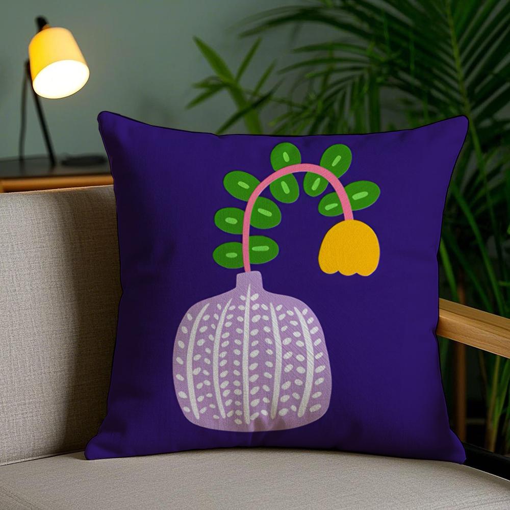 Cartoon Vase Cushion Cover Soft Short Plush Double-Sided Printing Home Decor Machine Washable Pillow Case Gift
