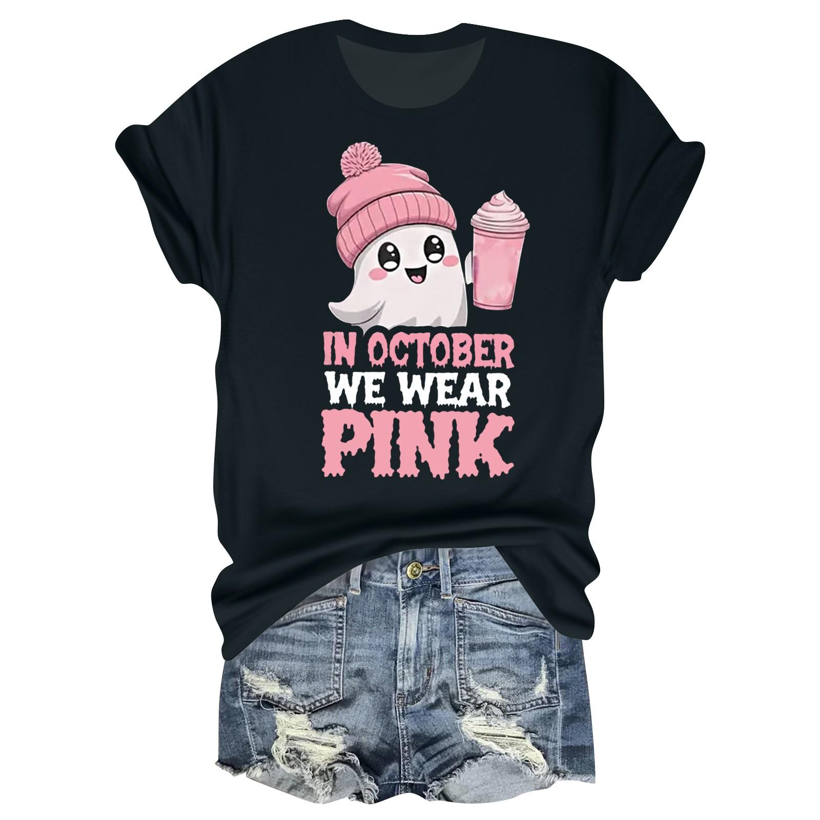 

Женская повседневная футболка на Хэллоуин с принтом груди, пуловер с круглым вырезом, топ с короткими рукавами L чёрный