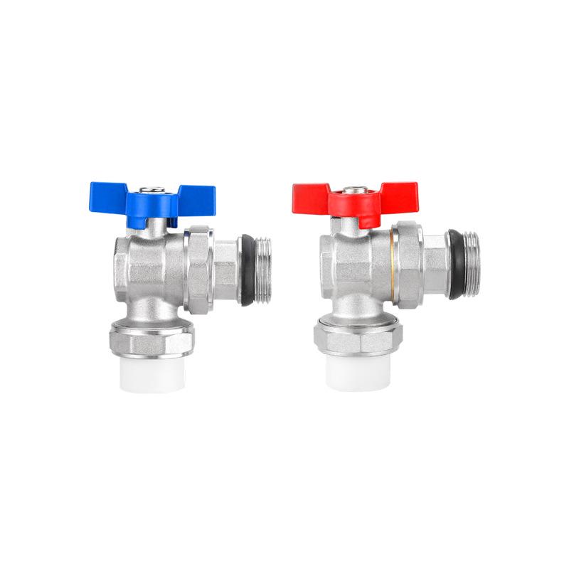 Brass Plated Angle Ball Valve for Floor Heating Manifold with PPR Single Heat Fusion Male Thread