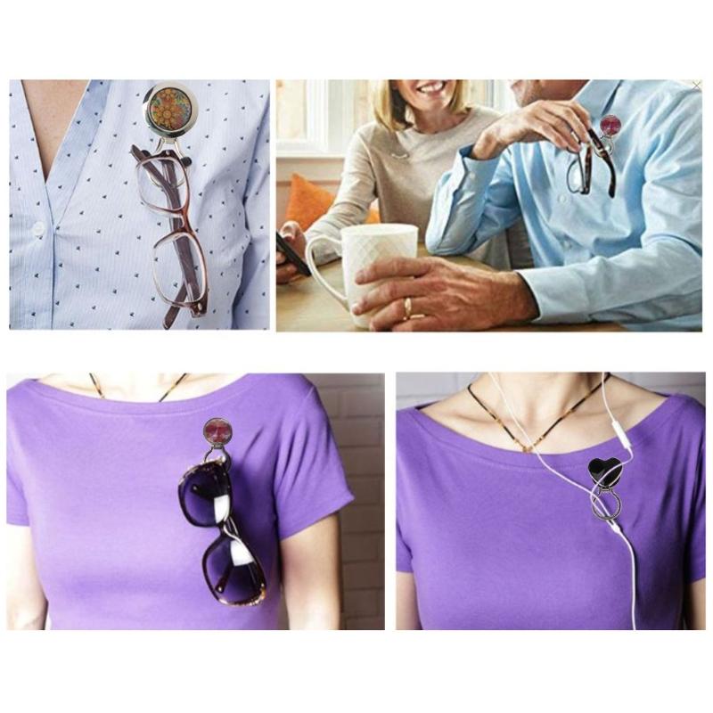 Magnetyczny Metalowy Uchwyt na Odznakę Okularową Uchwyt na Okulary do Czytania Okulary Przeciwsłoneczne Bezpieczne Broszki Okrągłe Serce Kryształowe Broszki