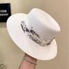 Retro Ribbon Flat Top Hat Ladies Summer Seaside Vacation Sun Protection Sun Hat Fashion Versatile Black Top Hat