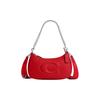 Teri 24 Solid Color Large Logo Quilted Multi-Functional Pocket Zipper Closure Leather Tote Bag Women Tote Bag Silver Bright-Red CJ608-SVRCK