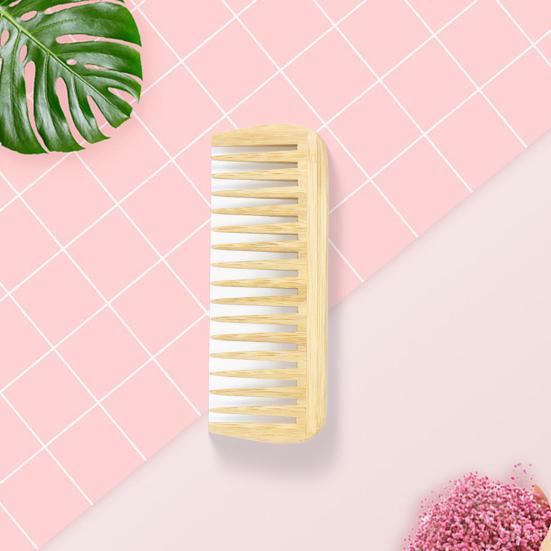 Natural Bamboo Wide Tooth Hair Comb for Women Men Anti-Static Afro Fork Comb Detangler Brush for Curly Wet Dry