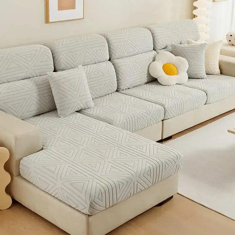 Geometric Jacquard Fleece Loveseat Sofa Mattress Sectional Corner Couch Cushion Covers for Home Hotel
