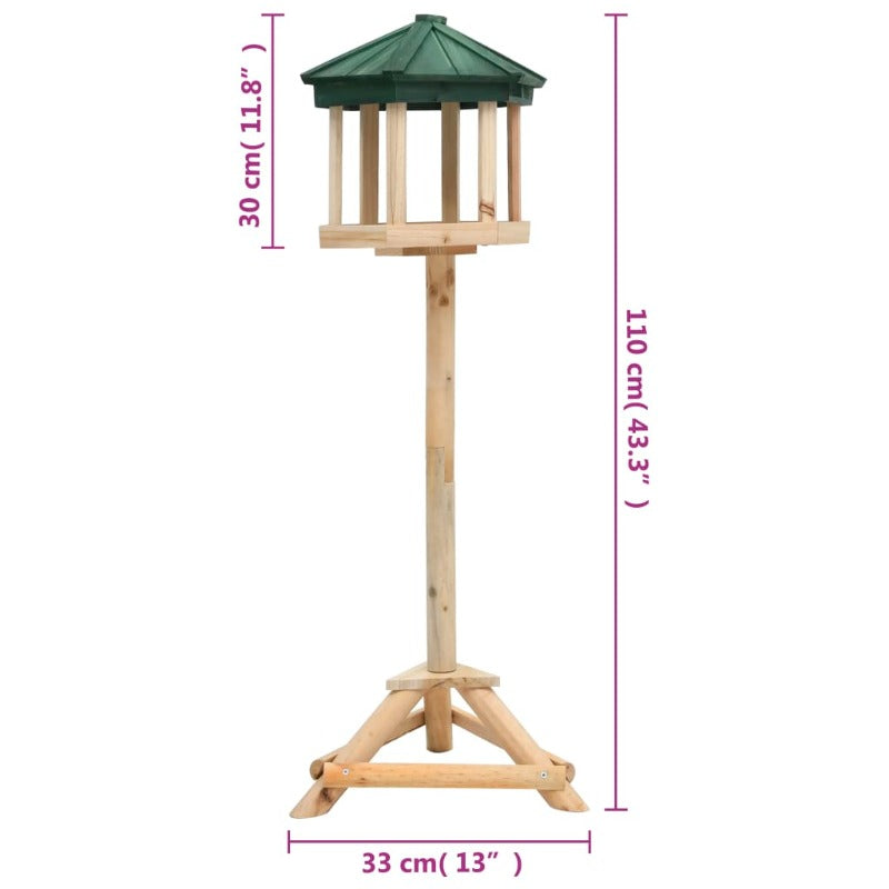 Bird Feeders Standing Bird Feeder Solid Firwood 33X106 Cm