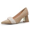 High-heeled single shoes for women's autumn and winter new thick-heeled pointed shallow-mouth shoes retro style