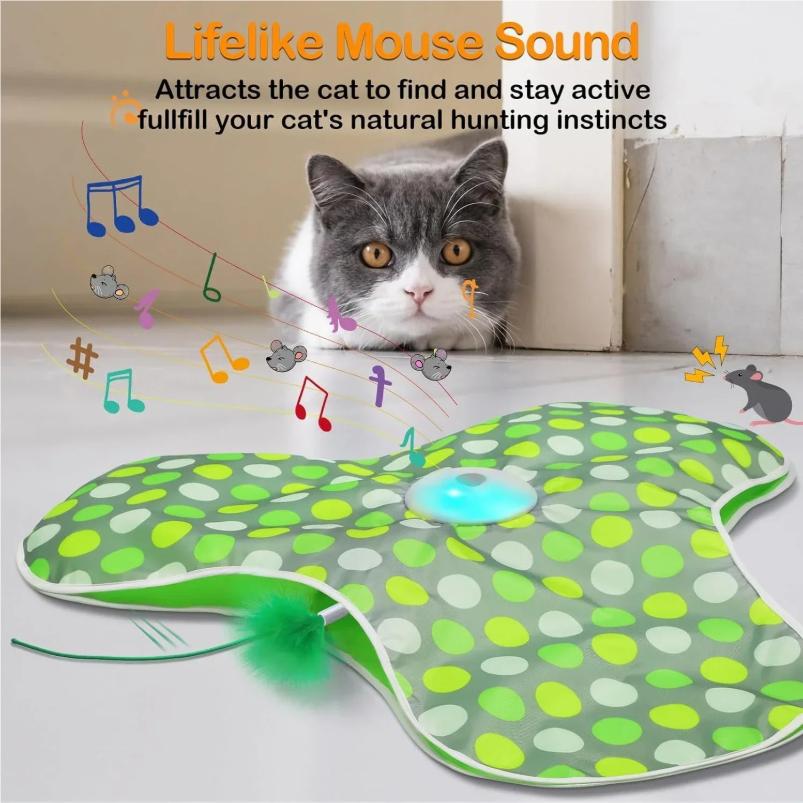 Intelligentes Katzenspielzeug Interaktives Versteckspiel Katzenspielzeug mit Quietschemaus Bewegungsaktiviertes Bewegliches Verstecktes Federkiel Kätzchen Reizspielzeug