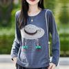 New Round-neck Knitted Sweater, Long-sleeved Women's Straw Hat, Printed Pullover Base Layer, Top for Spring and Autumn