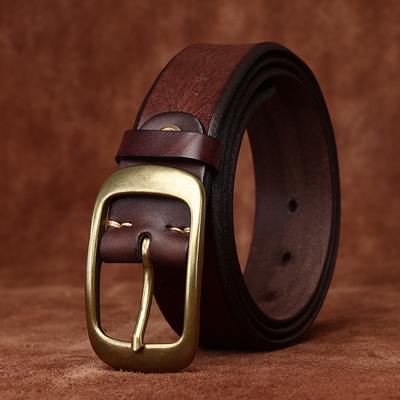 Curea bărbătească retro în relief, personalitate teșită, lucrată manual, din piele de vacă, primul strat, curea bărbătească din piele cu cataramă cu știft pentru blugi