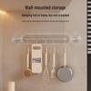 Wall-Mounted Kitchen Organizer: No-Punch Hooks, Spoon & Spatula Rack, Knife Holder Shelf