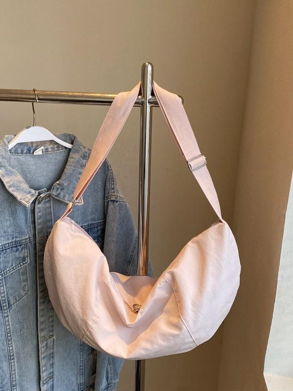 Nylon Minimalist Shoulder Bag For Casual Travel With Zipper Pocket For Women