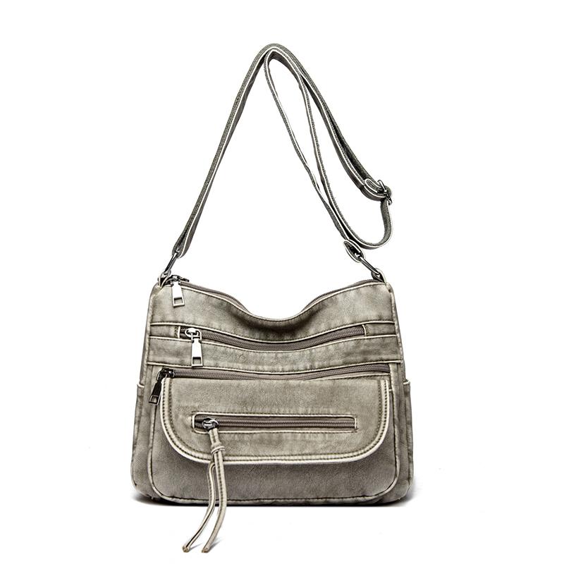 Large Capacity Shoulder Bag Women's Multi-Layer Lightweight Soft Leather Crossbody Bag