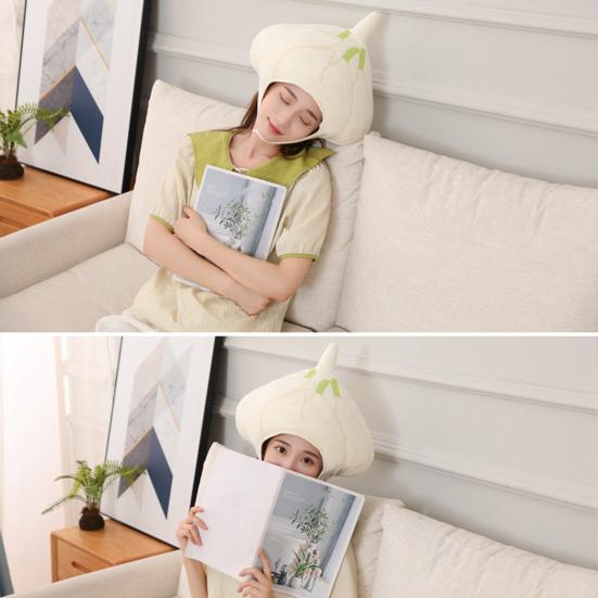 Cartoon Headgear Cute Soft Garlic Head Hat Holiday Performance Headwear Unisex Cloth Headdress Photography Cosplay Props Halloween Gift