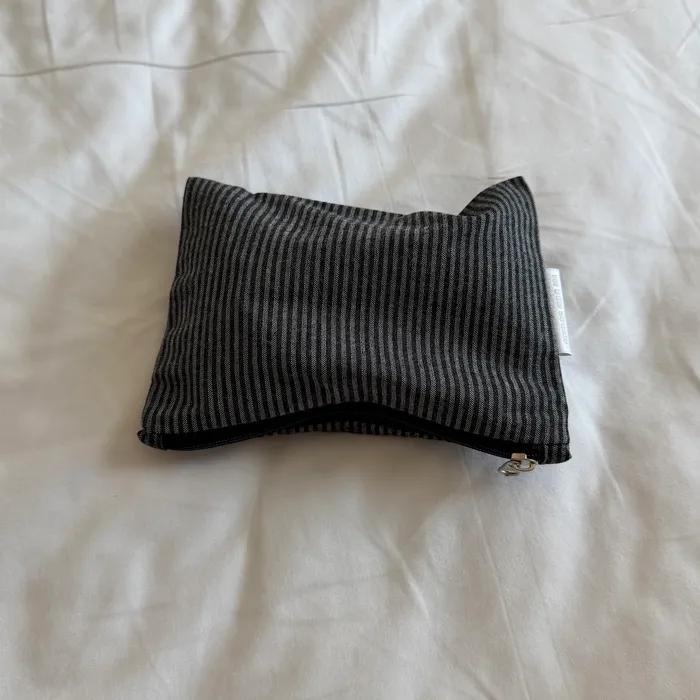 Black fine striped pouch