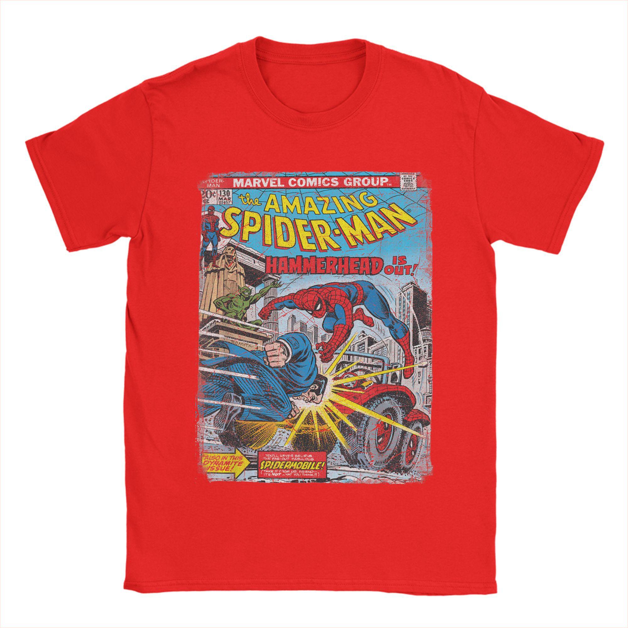 

Miniso SpiderMan Classic Retro Comic Hammerhead Mens Womens Vintage 2K Crew Neck Harajuku Tshirt Printed Oversized Top 4XL