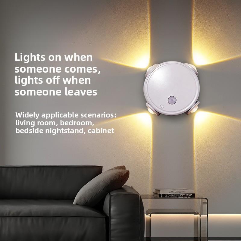 Smart Motion Sensor Night Light Cordless Magnetic Stick on For Bedroom Office Hallway Energy Saving Auto on Off No Wiring