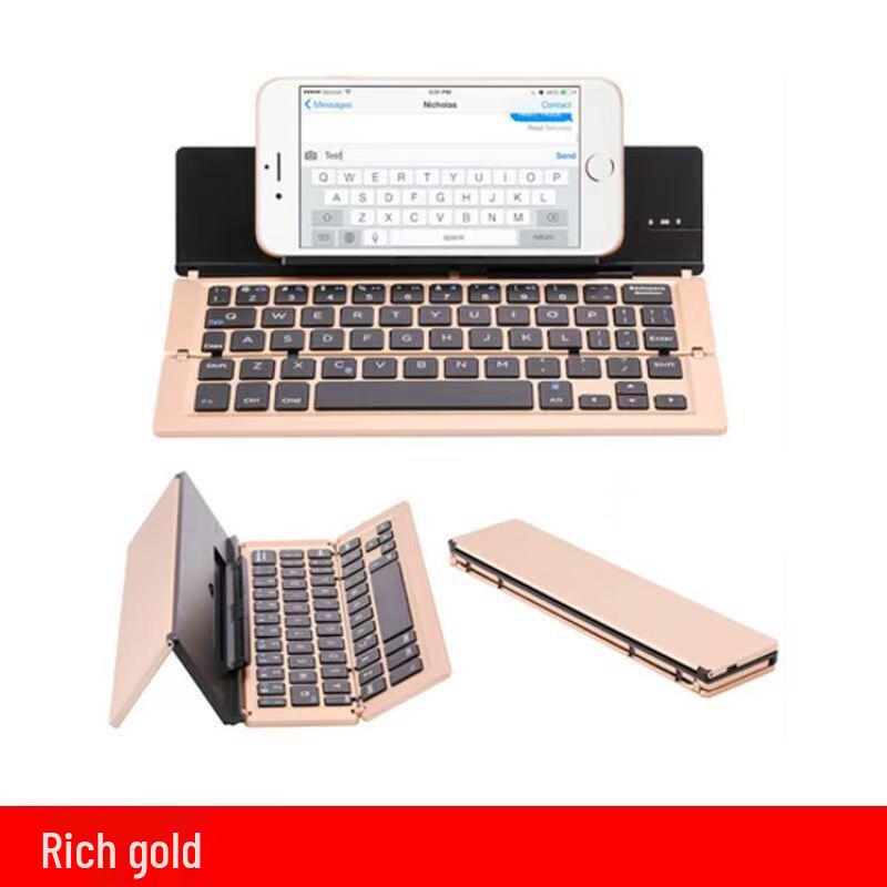 Compact Foldable Bluetooth Keyboard - Silent, Rechargeable, and Portable for Mobile Phones & Tablets