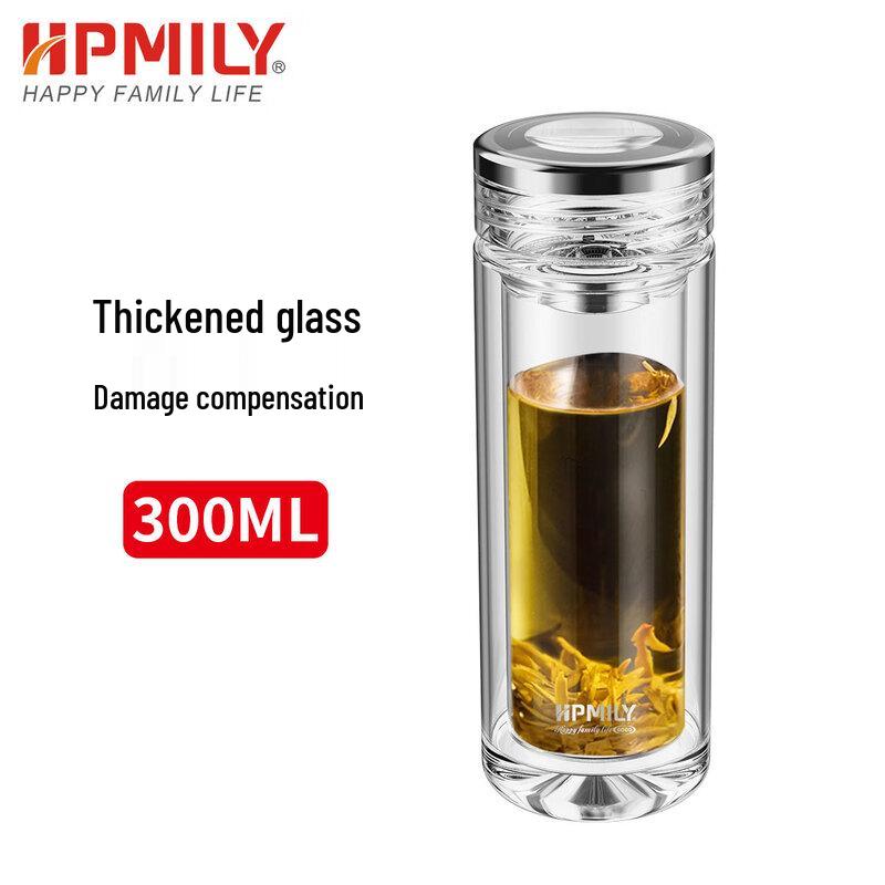 HPMILY Double Wall Borosilicate Glass Tea Infuser Bottle