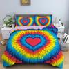 Three-Piece 3D Digital Printing Rainbow Color Striped Quilt Set Three-Piece Bedding