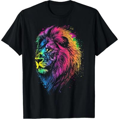 Lion Colorful Fantasy Animal Art Abstract Graphic Lion T-Shirt