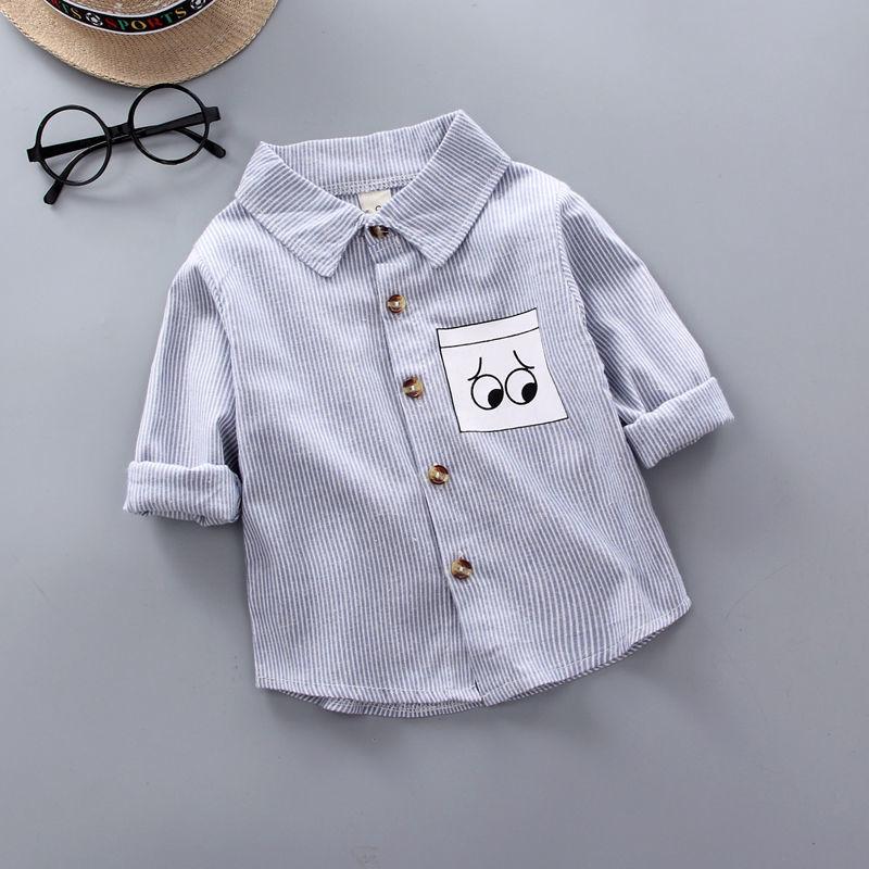 Boys Long Sleeve Plaid Button-Up Shirt for Spring and Autumn