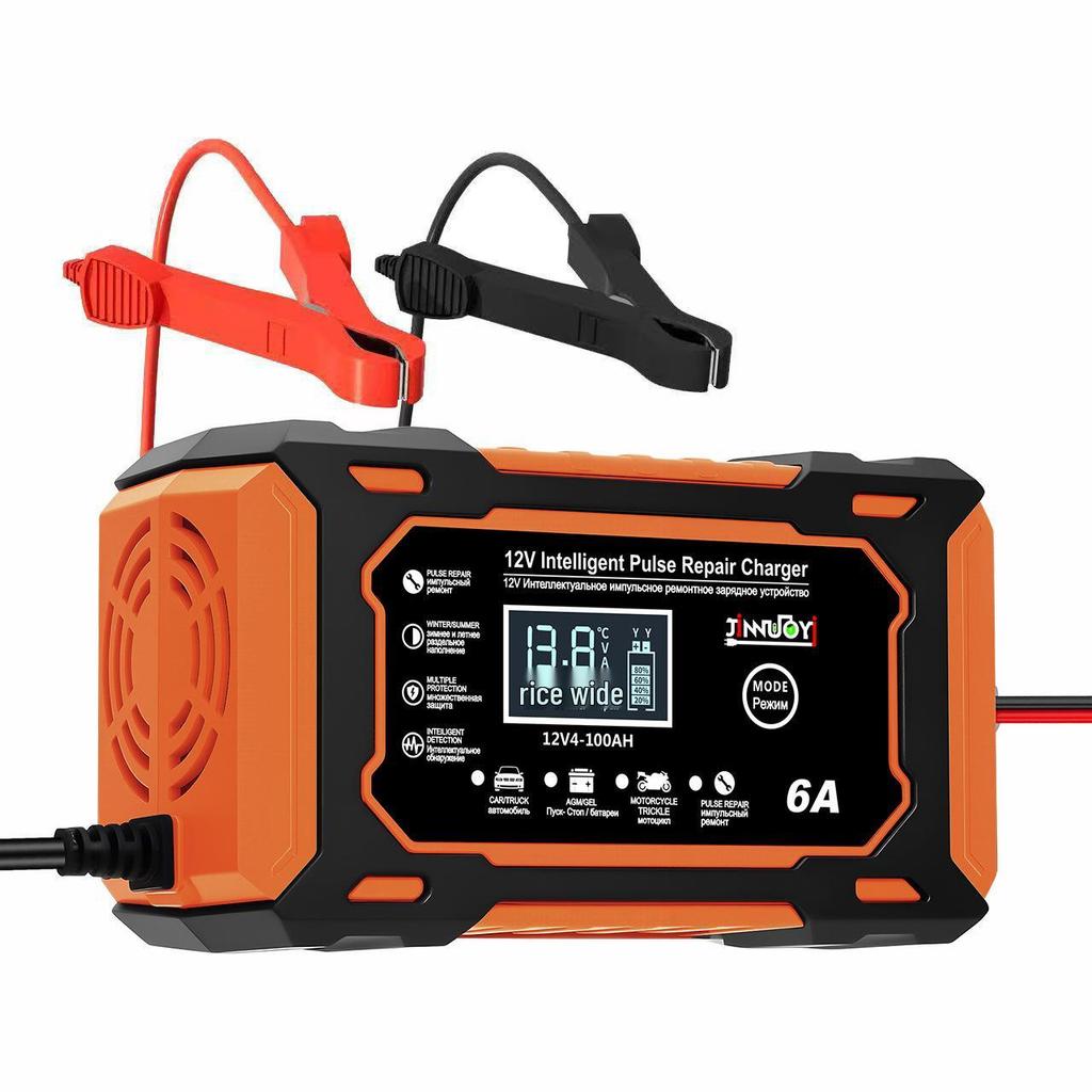 12V 6A Smart Pulse Repair Charger for Car & Motorcycle Lead-Acid Batteries