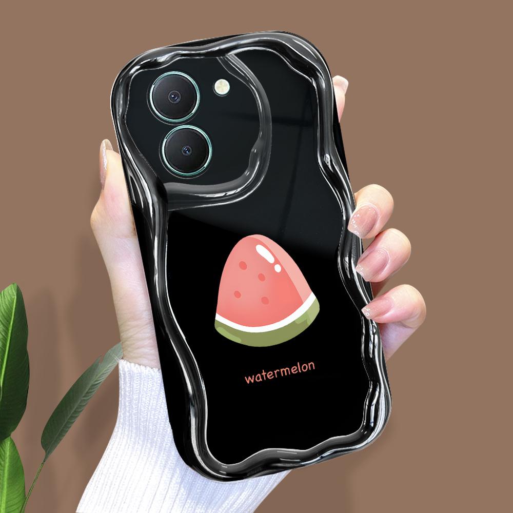 Cute Cartoon Pattern Cream Texture Casing Wavy Edge Soft Silicone Cover Phone Case for Vivo