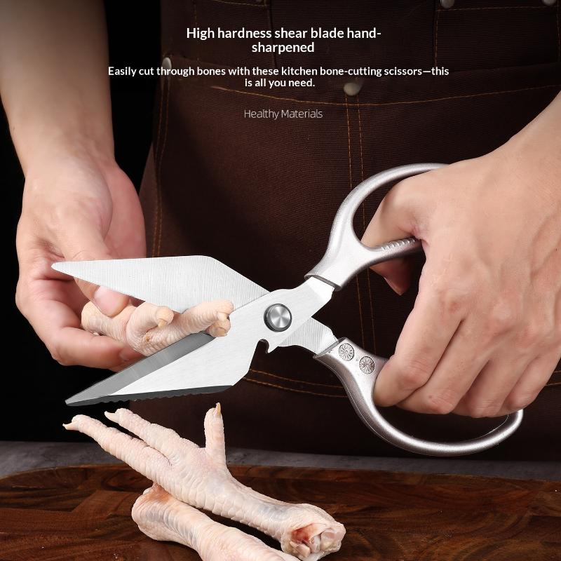 Kitchen Scissors Heavy Duty Thickened Sharp Steel Blades Nonslip Handle 1Pcs for Poultry Bone Fish Seafood Cutting Use
